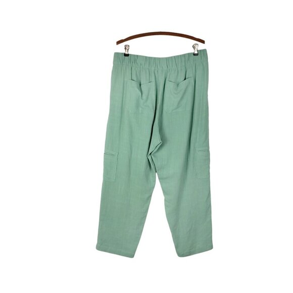 Soft Surroundings Summer Breeze Gauze Crop Cargo Pants Mint Green Pull On Size L - Picture 2 of 7